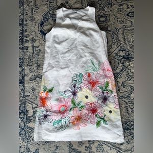Tommy Bahama White Linen Dress Floral Print XS